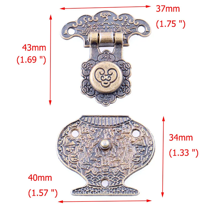 2 шт NAIERDI 51*41 мм античная бронза Засов защелка ювелирный замок для деревянного ящика мини шкаф Пряжка Чехол с замками декоративная ручка фурнитура
