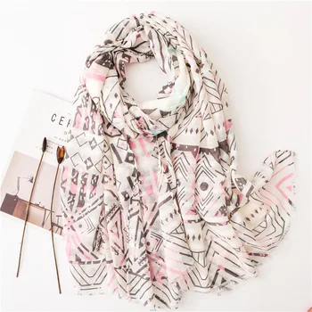 

Cotton and Linen Scarf Women Spring New Korean Version of Irregular Diamond Letter White Fresh Long Scarf Shawl