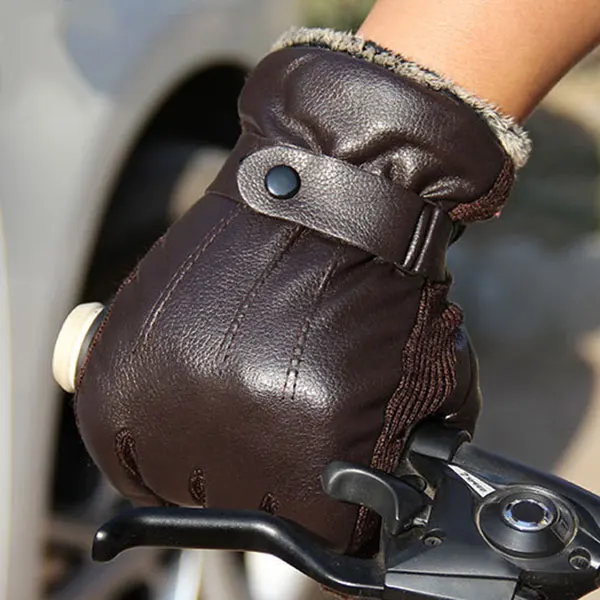 Unisex New Men's PU Leather Winter Super Driving Winter Thermal Warm Motorcycle Gloves Cashmere Cashmere Wonderful Gift