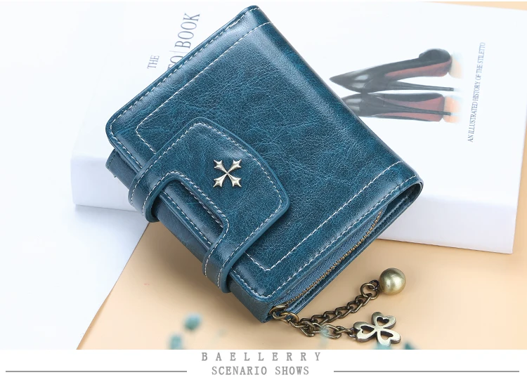 Leather Wallet Womens Fashion Flower Pendant Zipper Coin Bag Hasp Card Holder Lady Purse Wallet Purse Women Carteira Feminina