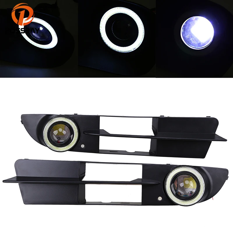 POSSBAY Halo Angel Eyes Ring Front Bumper Fog Light Grill LED Fog font b Lamp b