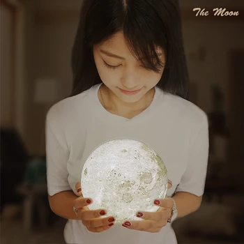 Micromake 3D Print Moon with Touch-Sensing Switch Night Lamp with 9cm Diameter