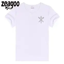 Zeagoo белый Повседневное одноцветное Plain Crew Neck Slim Fit мягкий короткий рукав Футболка Для женщин трех мечей