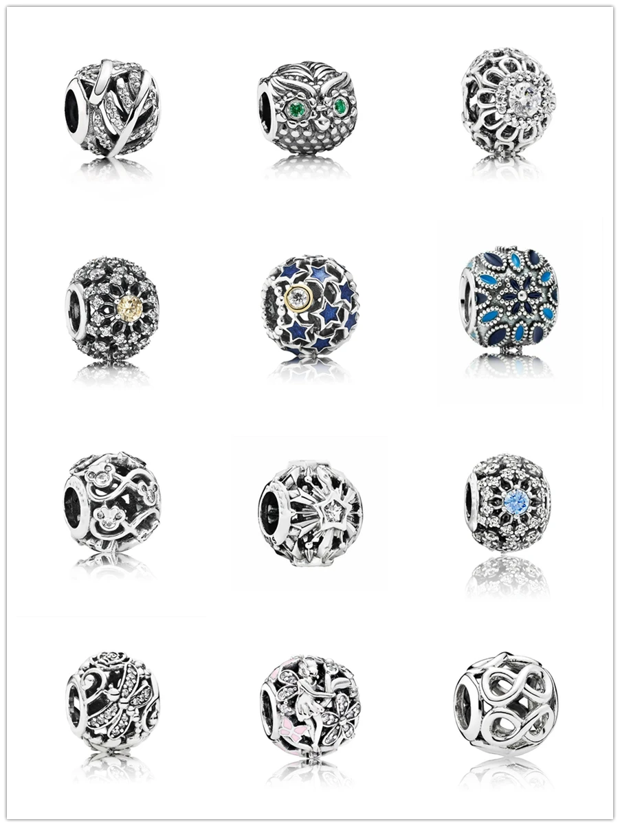 

SHINETUNG 1:1 S925 Sterling Silver Charms Light As A Feather Cathedral Rose Night Sky Charms Fit Ladies' DIY Fashion Jewelry