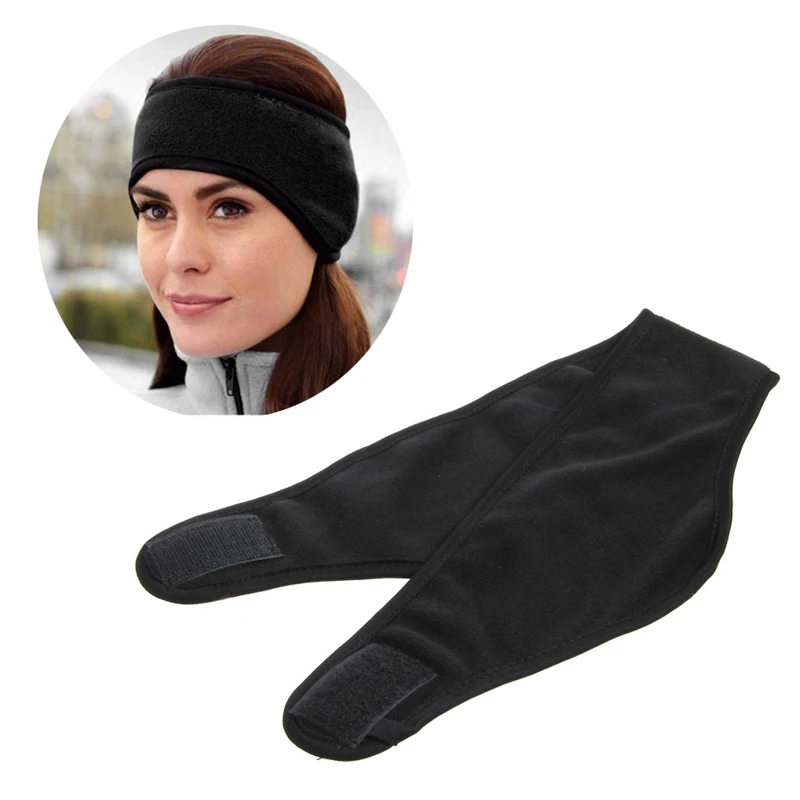 

Women Men Winter Double Polar Fleece Warm Headband Ear Cover Ear Protection Black