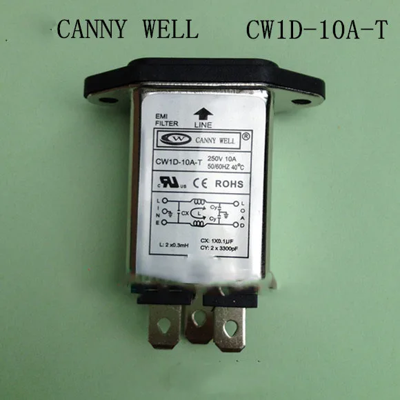 cw1d-10a-t-iec-320-c14オスソケットパネルマウント電源ラインemiフィルタ交流220ボルト10a電気機器