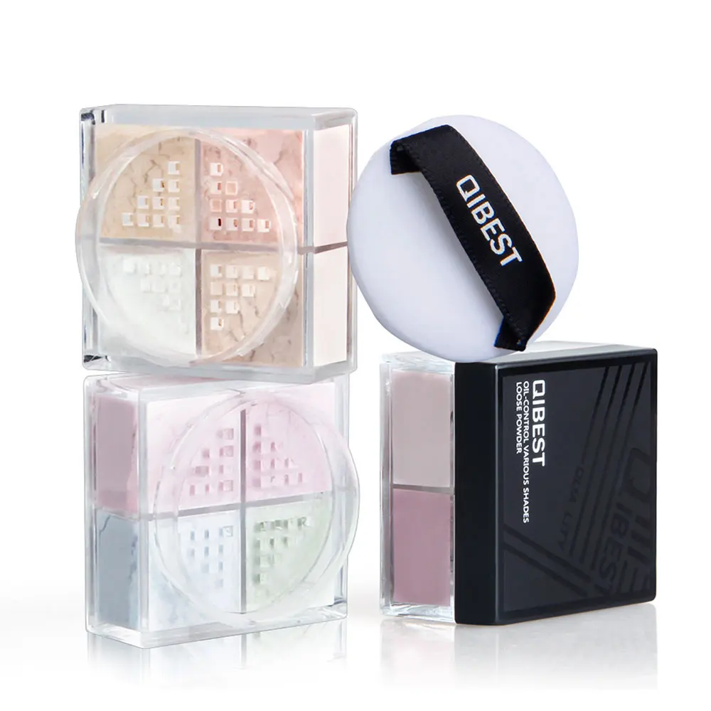 

New Arrival Four Grid Face Powder Light Air Sensation Translucent Powder 4 Colors Make Up Loose Powder Luminous Finishing Powder