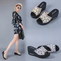Luxury Slides Shoes Woman 2019 Slippers Platform On A Wedge Women Heels Designer Soft Summer New High Wedges Fashion