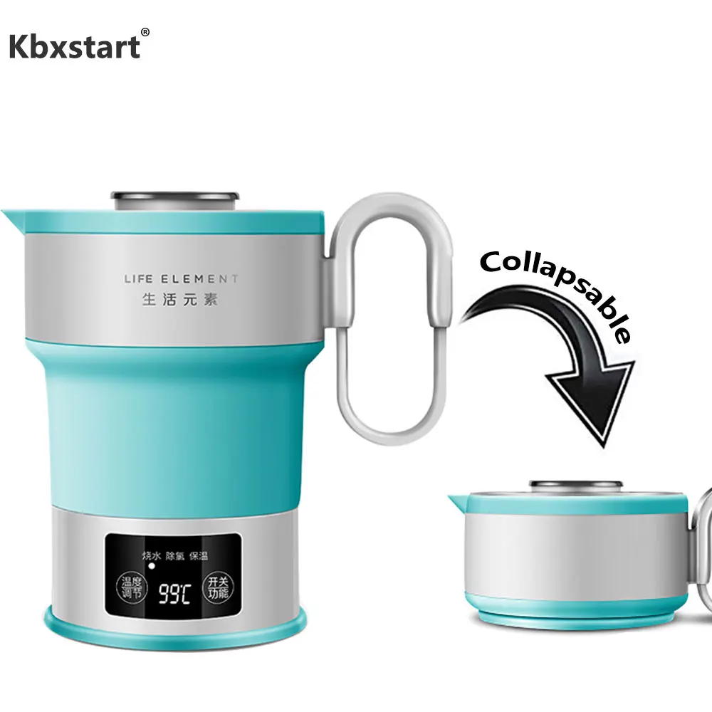 

Travel Foldable Electric Kettle 110V 220V Food Grade Silicone Collapses for Easy Storage Portable Water Boiler Dry Protection
