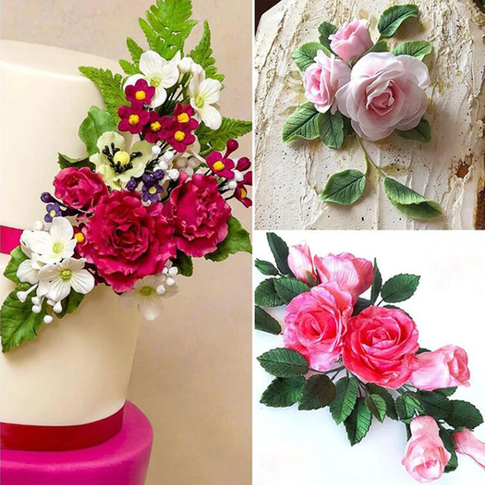 

Rose Leaves Mold Candy Polymer Clay Fondant Molds DIY Cake Flower Shape Hand Making Tool Silicone Sugar Craft Rose Leaves Mold