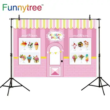

Funnytree birthday backdrops background pink dessert Ice cream parlor baby summer photocall photography photozone studio prop