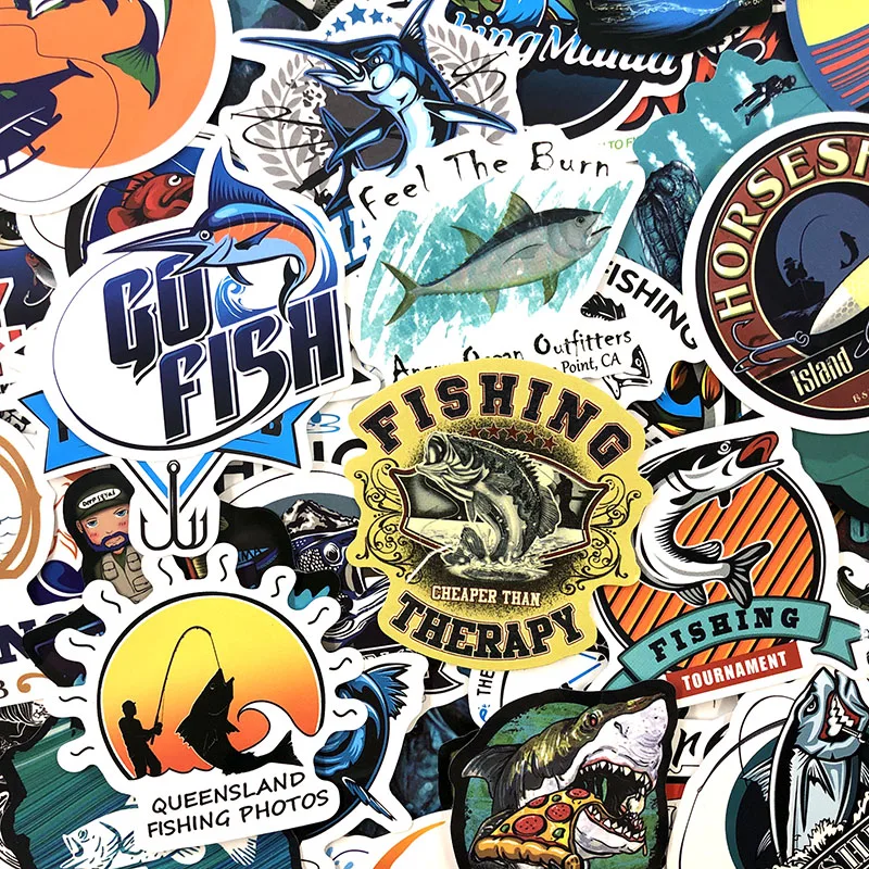 50 Pcs/pack Funny Fisherman Go Fishing Stickers For Refrigerator Suitcase Laptop Motorcycle Skateboard Creative Album Sticker