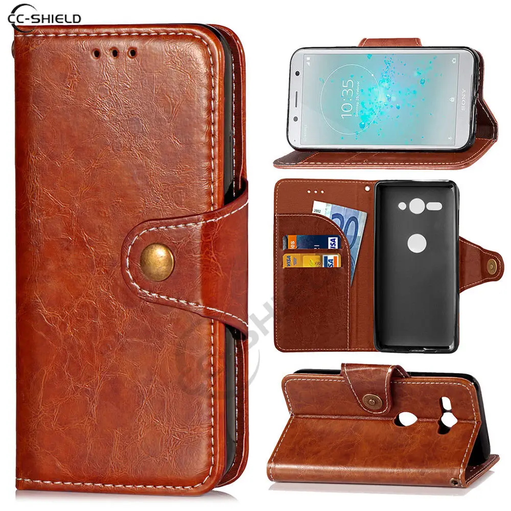 

Flip Case for Sony Xperia XZ2 Compact H8324 H8314 Wax Oil Business Leather Cover for Sony Xperia XZ 2 Compact H 8324 Phone Case