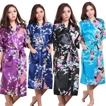 Горячая Распродажа халат женский для свадьбы, невесты, подружки невесты халат ночная рубашка ночное белье цветочное кимоно платье Лето Плюс Размер 010403