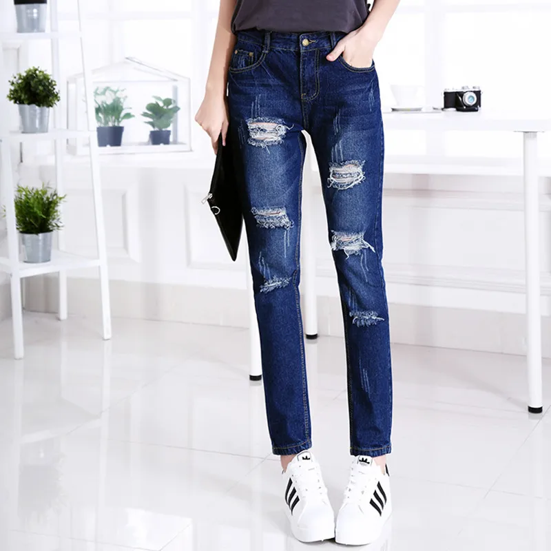 2016 new American apparel women jeans ripped jeans for women plus size jeans woman denim pantalon