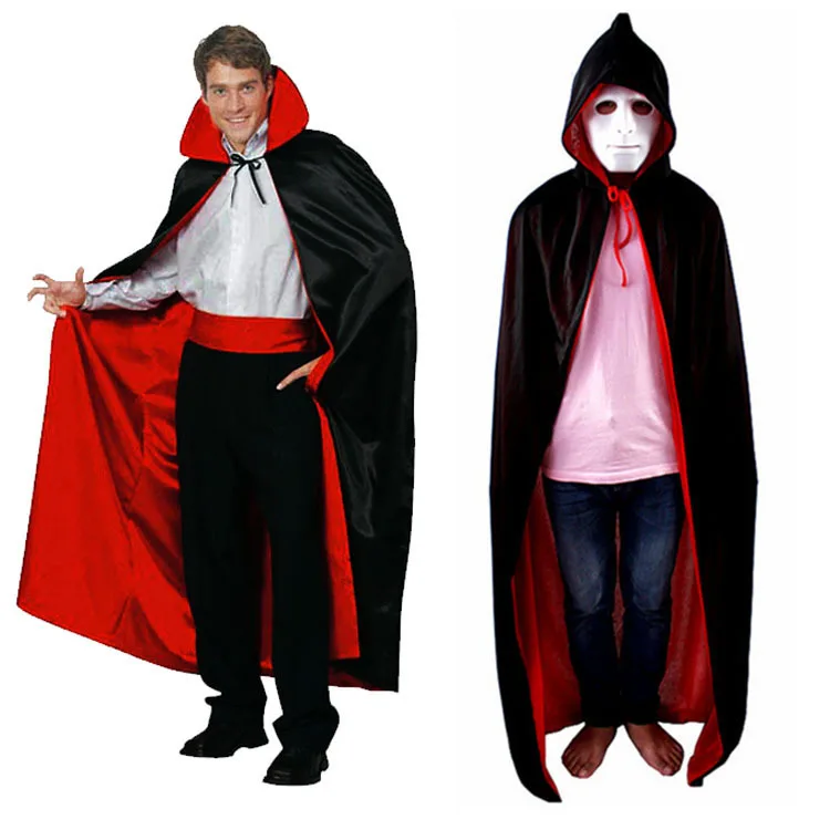 

Halloween Decoration Costume Cloak Wizard Witch Cosplay Anime Clothes Hooded Fancy Cape Vampire Masquerade Double Wear