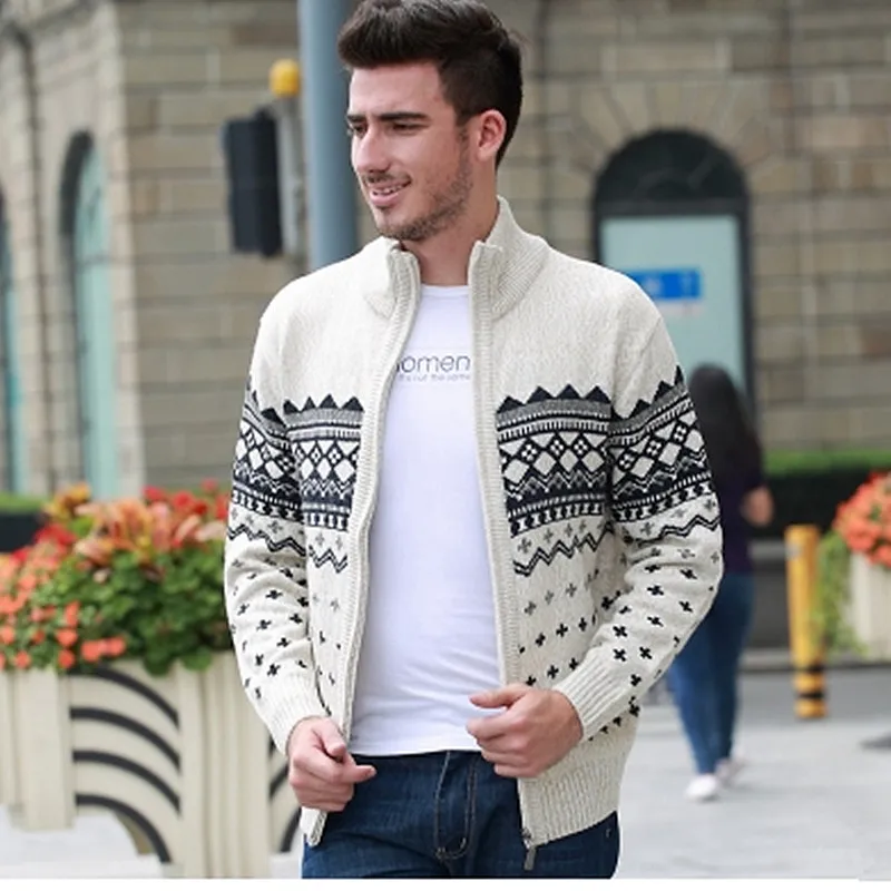 Hot!Men's Knitted Sweaters Cardigans Collar Winter Wool