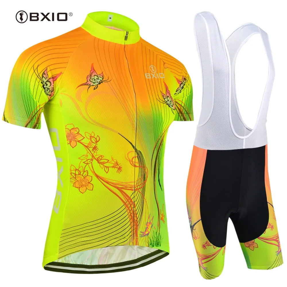 BXIO 최고 속도 형광 여성 사이클링 유니폼 자전거 짧은 소매 도로 자전거 의류 Roupas 드 Ciclismo Equipacion 120