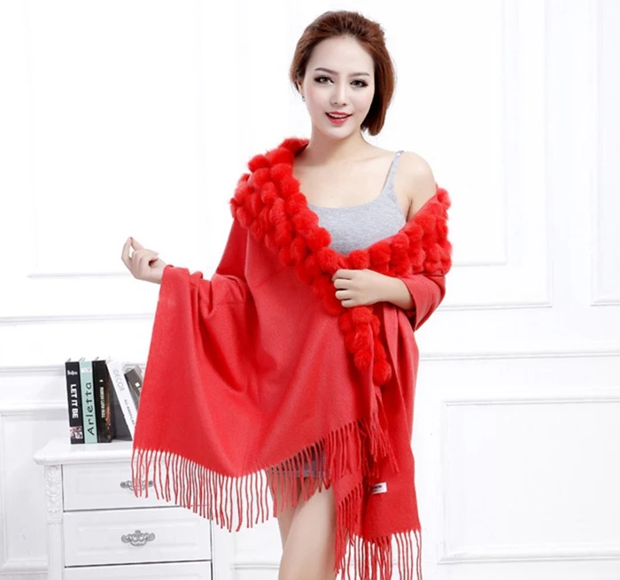winter scarf women real fur shawls (9)