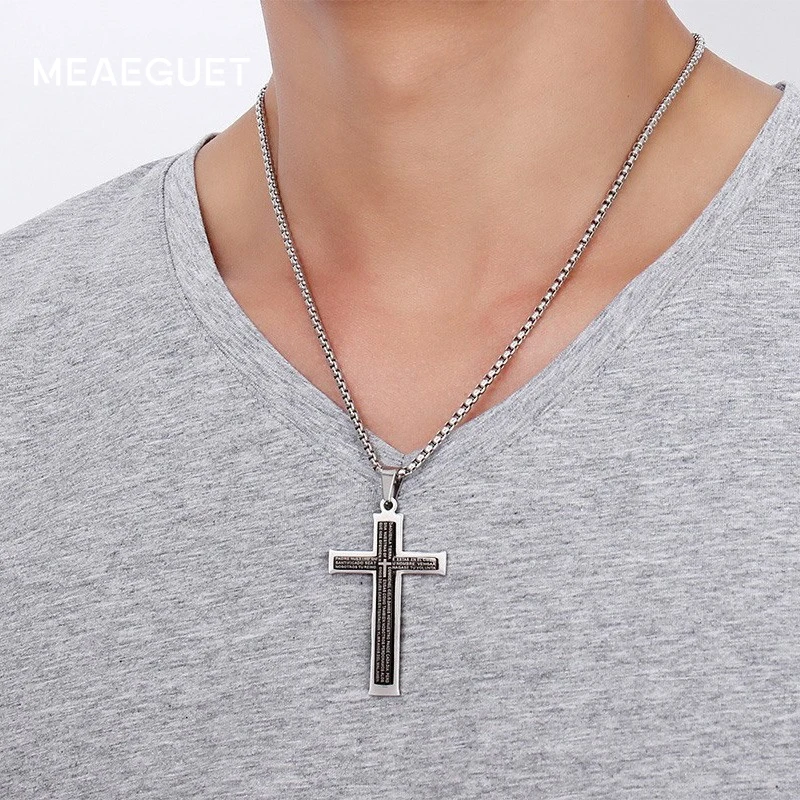 Простое мужское ожерелье с подвеской крестом из нержавеющей стали|necklace jewelry|cross