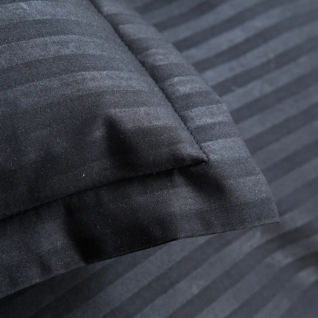 Отель атласная полоса сплошной черный цвет школьные постельные принадлежности пододеяльник наволочка эластичная лента мягкая кровать домашний текстиль постельные принадлежности набор