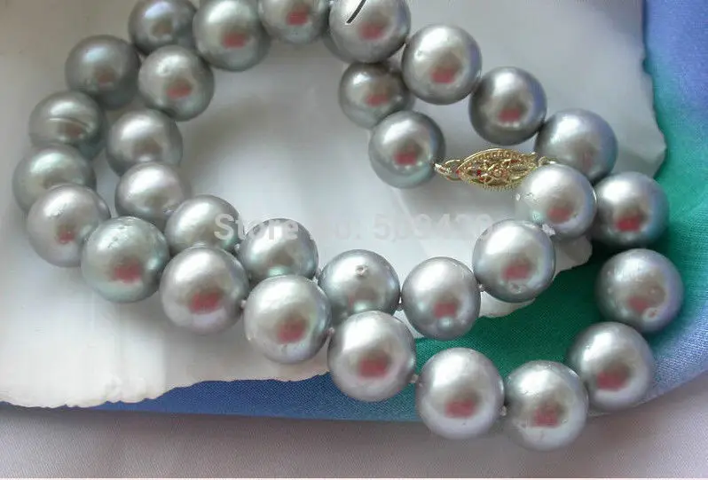 

Free Shipping Genuine AAA++ 10-11MM TAHITIAN GRAY PEARL NECKLACE 18