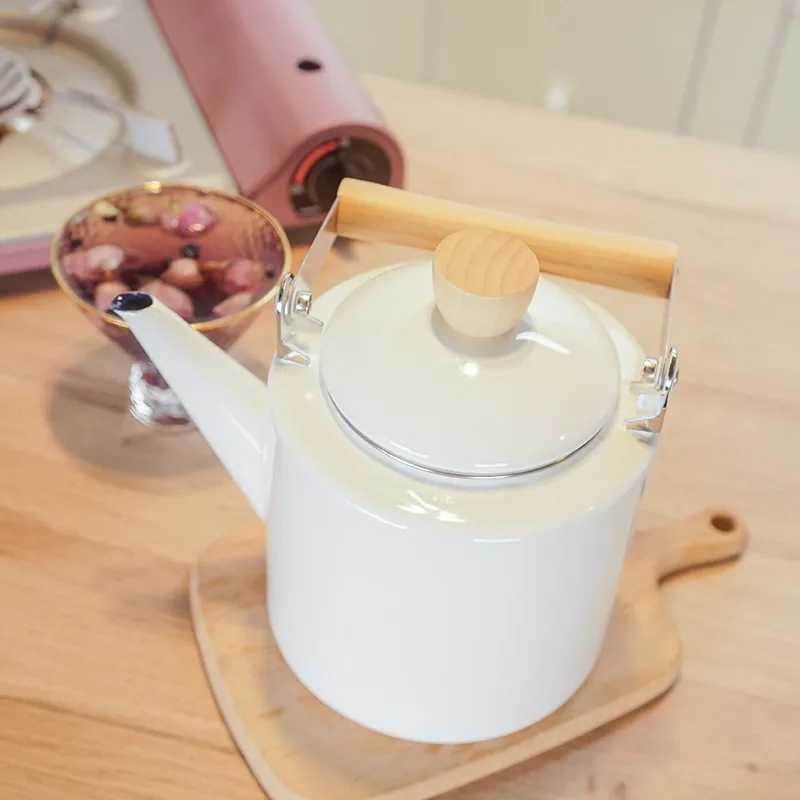 2Л Emaille Wasserkocher Teekanne Kaffeekanne Kochen Werkzeuge Gerade kryautertees Teekanne Induktion Herd Hohe Weizen Topf