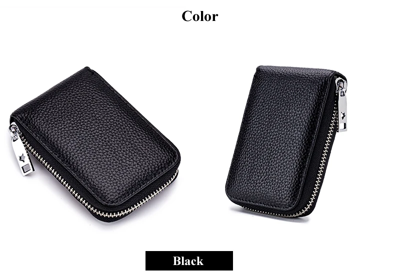 Lomelobo Unisex Lychee Card Holder Genuine Leather Women Men Credit ID Business Card Wallet Fashion Bank Cards bag Coin Purse HCL7139 Details (13)