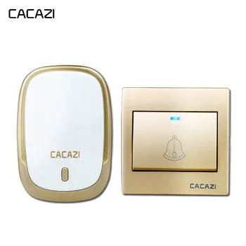 

CACAZI Smart Wireless Waterproof Doorbell 300M Remote Battery Button LED Light Home Cordless Bell 36 Chimes 4 Volume EU Plug