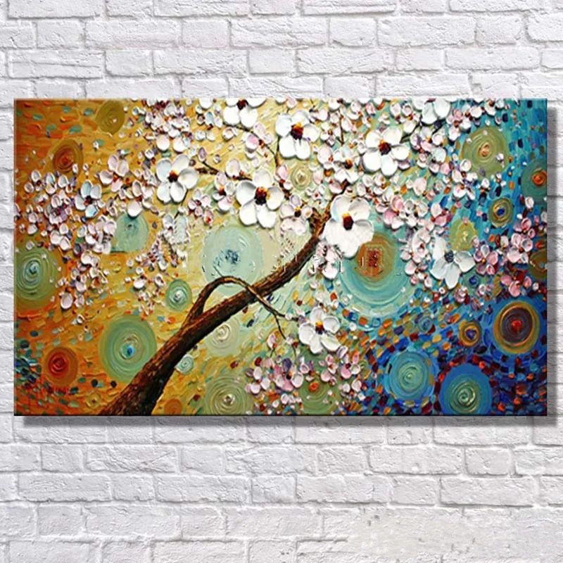 

Floral Handpainted Abstract Flower Oil Paintings Modern Home Decor Art Pictures Large Knife Colorful Flowers Canvas Painting