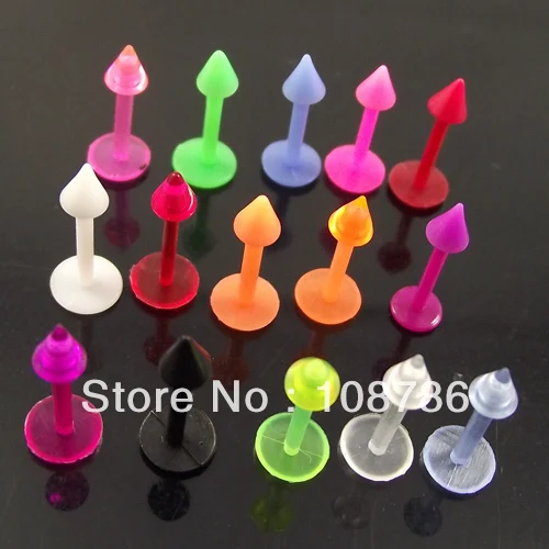 

5pcs/lot Free Shipping Mix Color soft Flexible Sprike Lip Ring Lip Rings,1.2x8x3mm labret Ring Tragus Body Piercing Jewelry