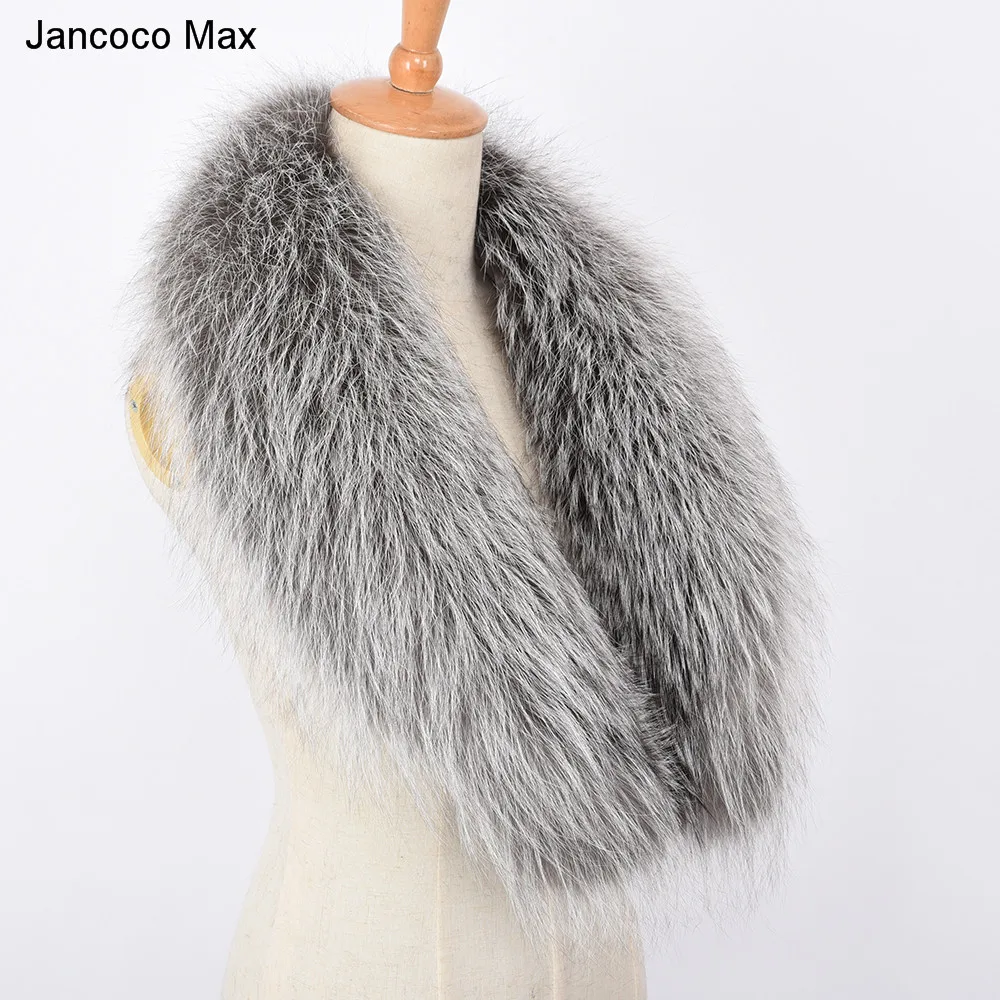 Jancoco Max 2019 новые зимние натуральная черно-бурая лиса меховой воротник Высокое качество Модный шарф меховое пальто; парка воротники S7307