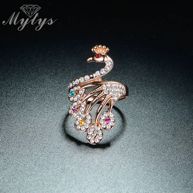 Mytys Marca Nuovo Arrivo di Alta Qualità Invisibile di Cristallo Oro Rosa Anello Mytys Marca Nuovo Arrivo di Alta Qualità Invisibile di Cristallo Oro Rosa Anello