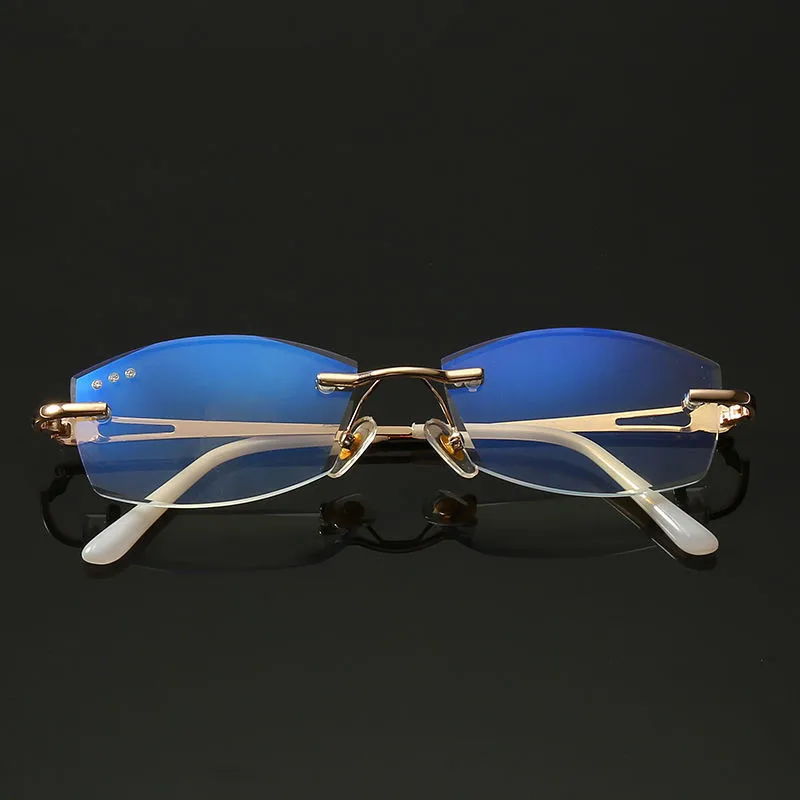 Бежевые элегантные женские очки без оправы с бриллиантами, анти синие очки для чтения, компьютерные очки для женщин, сплав, для офиса, леди, бизнес, Пресбиопия