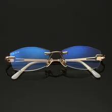 Бежевые элегантные женские очки без оправы с бриллиантами, анти синие очки для чтения, компьютерные очки для женщин, сплав, для офиса, леди, бизнес, Пресбиопия