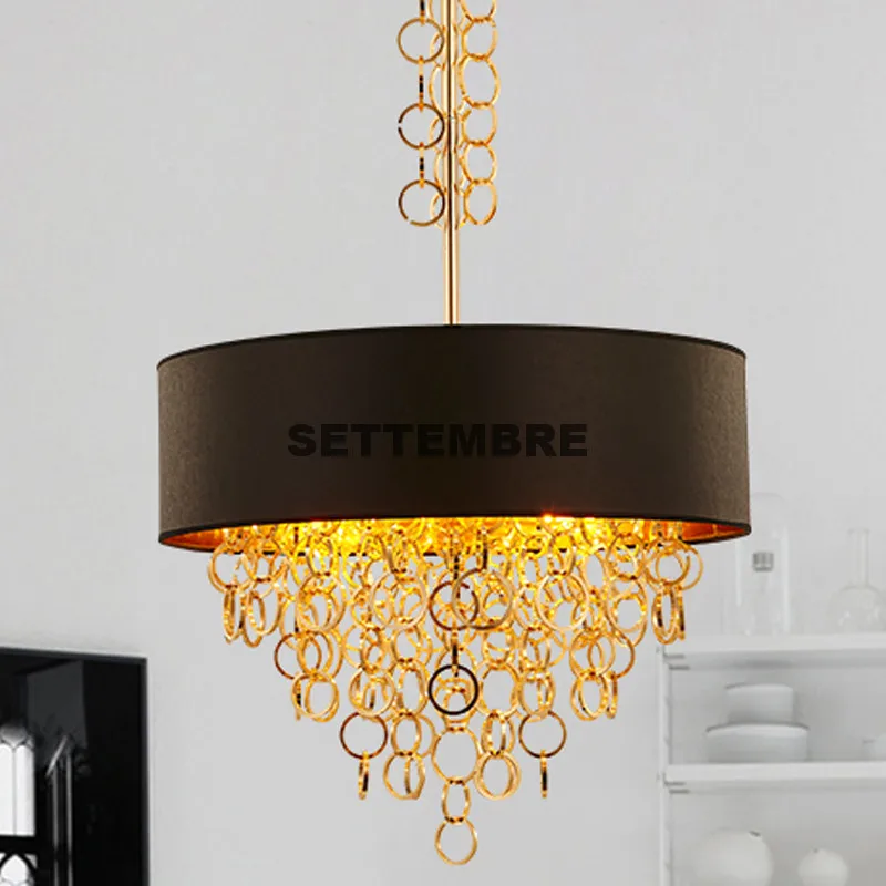 

SETTEMBRE Modern Chandelier Lighting Metal Ring Gold Chain Dining Room Living Room Restaurant Ceiling Fixture Light Dia 45/60cm