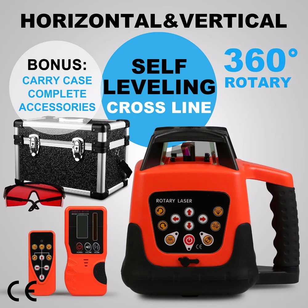 NEW Self Leveling Rotary Rotating Laser Level Red Beam 150m Range In