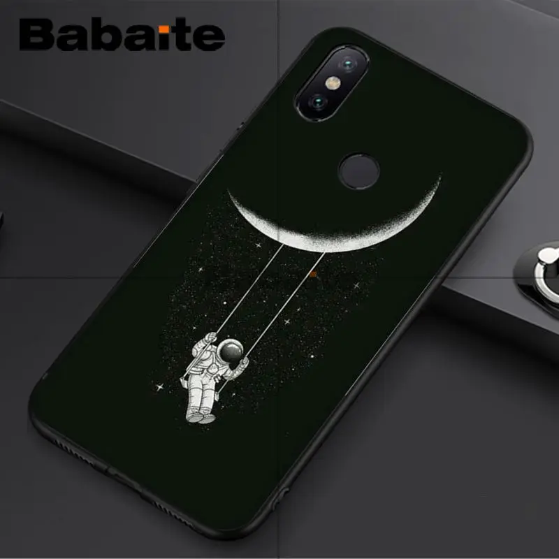 Black With White Moon Stars Space Astronaut