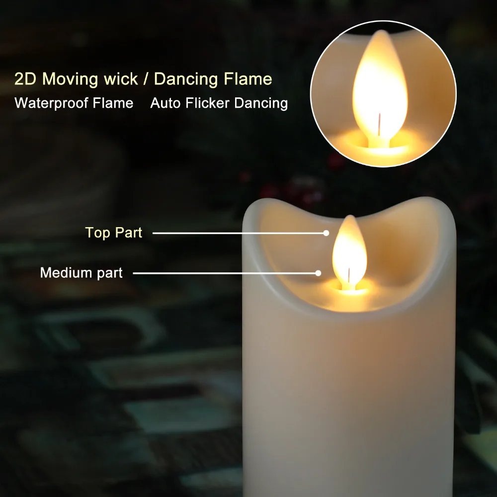 Waterproof Dancing Flame Flickering Candle Light with Timer, Battery Operated for Outdoor Garden