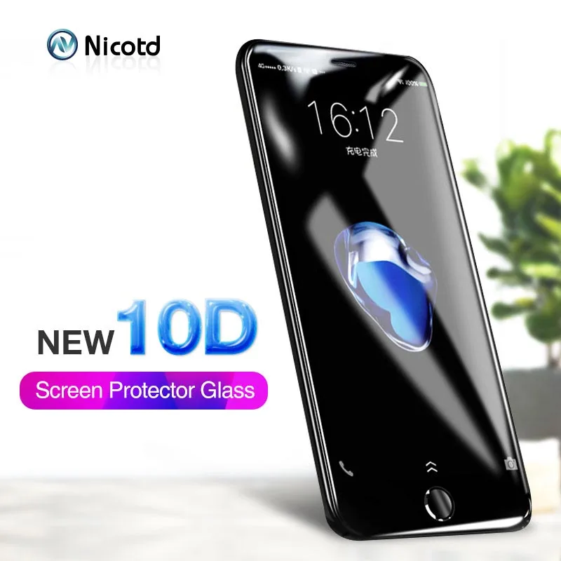 10D Für iPhone 8 7 Plus 6 6 s X Gehärtetem Glas Voll Abdeckung Für iPhone X 6 Plus 7 8 6 s Screen P
