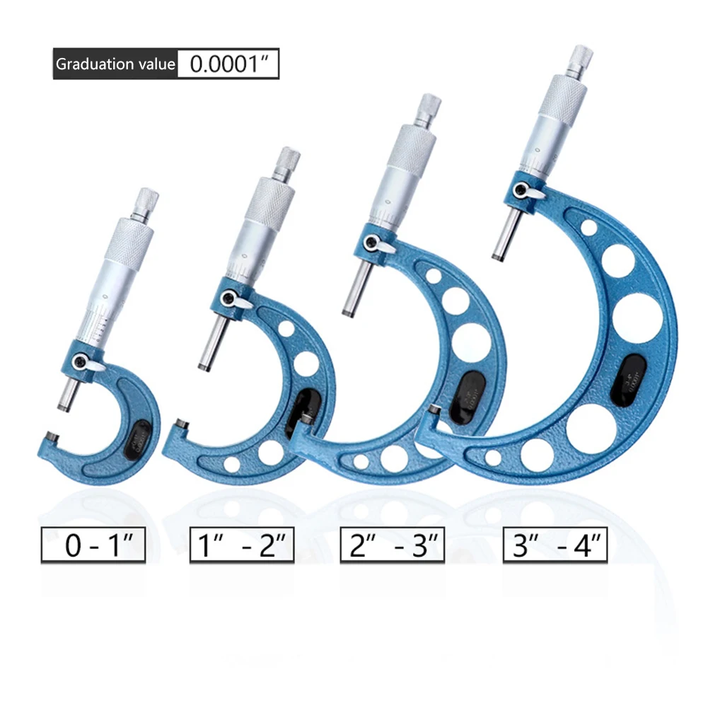 4 шт. 0-" 0-100 мм 4 Precision 0,01 мм точность карбида набор микрометров Вне набор микрометров Machinist Tool