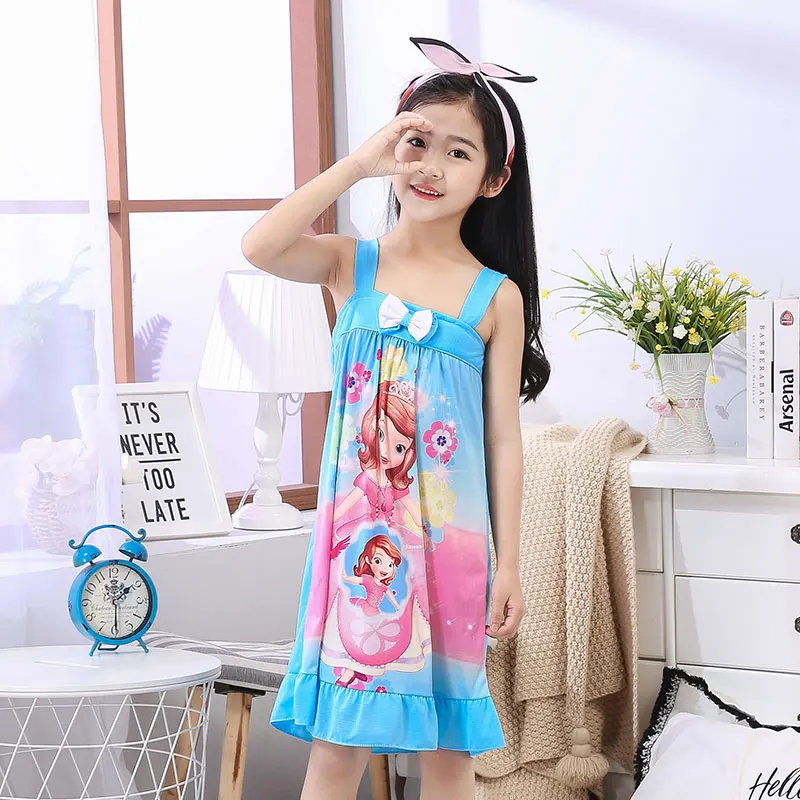 Ночная рубашка принцессы без рукавов для девочек; детская пижама; платье для сна для девочек; Пижама для подростков; Детская летняя От 3 до 13 лет для девочек - Цвет: style 16