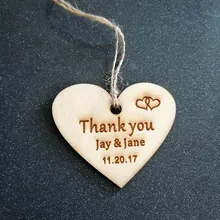 

100pcs Personalized Wedding Favor Tags Rustic Heart Gift Tag Engraved Wooden Wedding Table Decoration