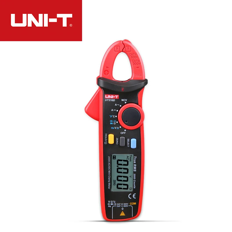 UNI T True RMS мини цифровой зажим UT210 клещи AC/DC Ток Напряжение Авто Диапазон VFC емкость