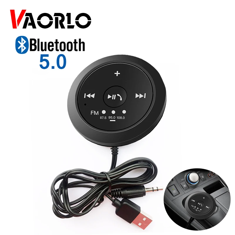 VAORLO Bluetooth 5,0 приемник автомобильный комплект громкой связи FM Bluetooth передатчик стерео беспроводной адаптер USB 3,5 мм Мини магнитный для автомобиля