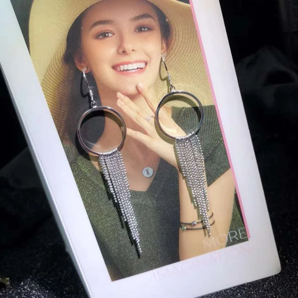 

JOOCHEER Sterling S925 silver 925 trendy ethnic romantic Earring geometry Catkin dorp earrings Triangle fashion honeybee