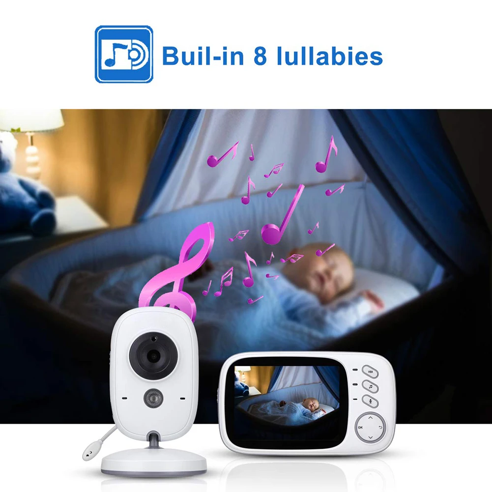 Двухстороннее 3," беспроводной видео Цвет Детские монитор с высоким разрешением Baby няня, безопасность Камера ночное видение температура мониторинга