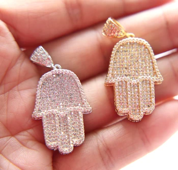 Hamsa Hand CZ Chain Necklace 1