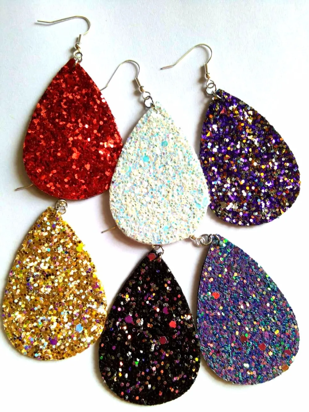 11 Couleurs Chic Paillettes Sequins Larme PU cuir bohème Dangle Boucles d/'oreilles pendantes
