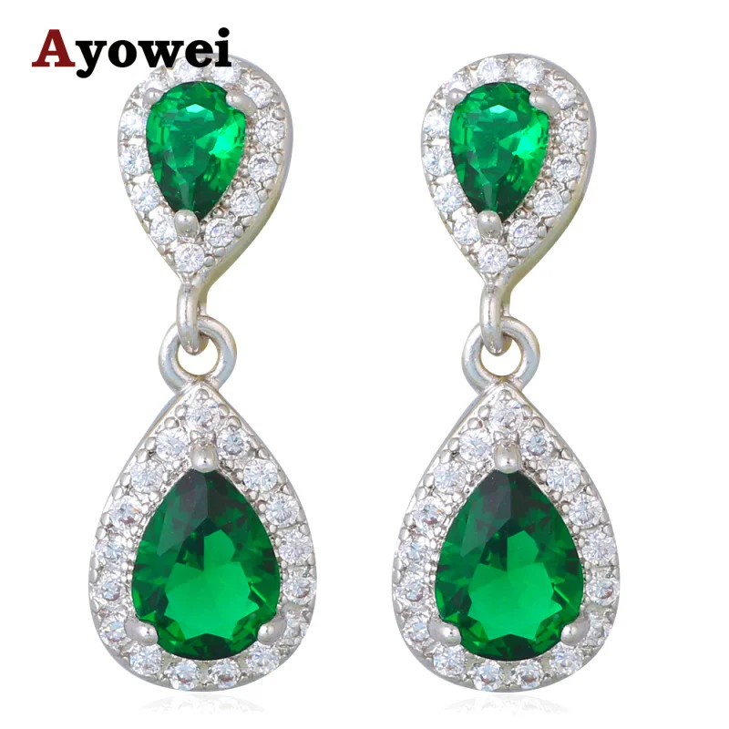 Image Brand Designer Peridot Earrings for Women Silver Filled Green Zirconia Fashion Jewelry Wonderful Dangle Earrings JE1074A